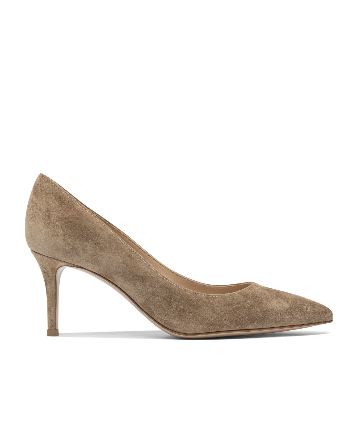 Gianvito Rossi Mid-height Beige Suede And Leather Heeled Shoes In Brown