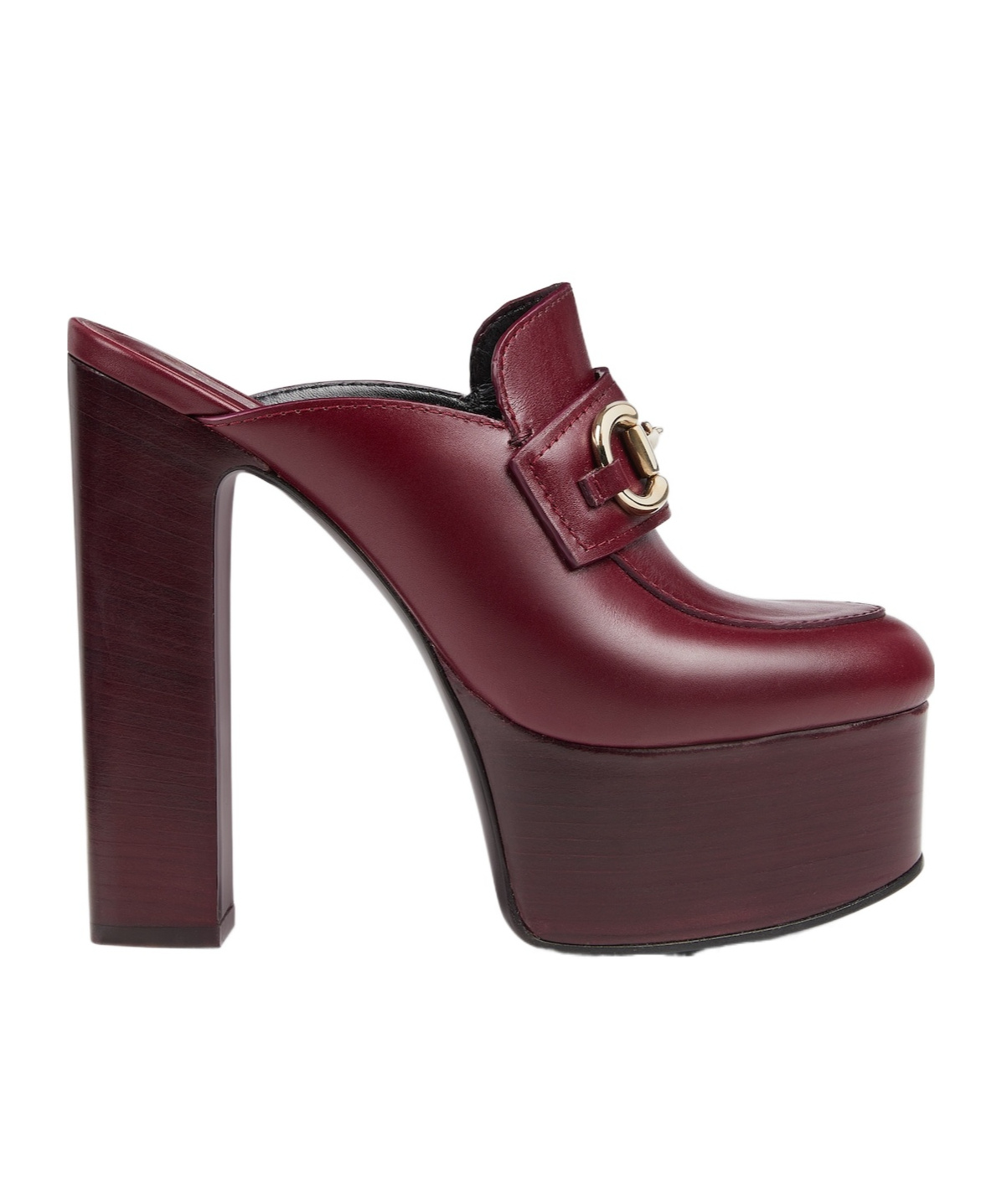 Gucci Horsebit 1955 Leather Platform Mules In Red