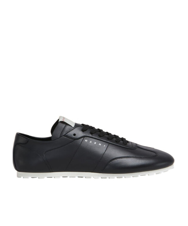 Marni Leather Low-top Sneakers And Contrasting Sole In Black