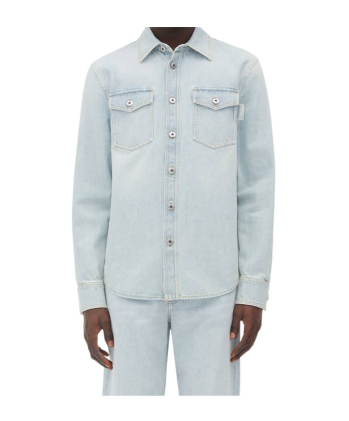 Bottega Veneta Extra Bleached Denim Overshirt In Green