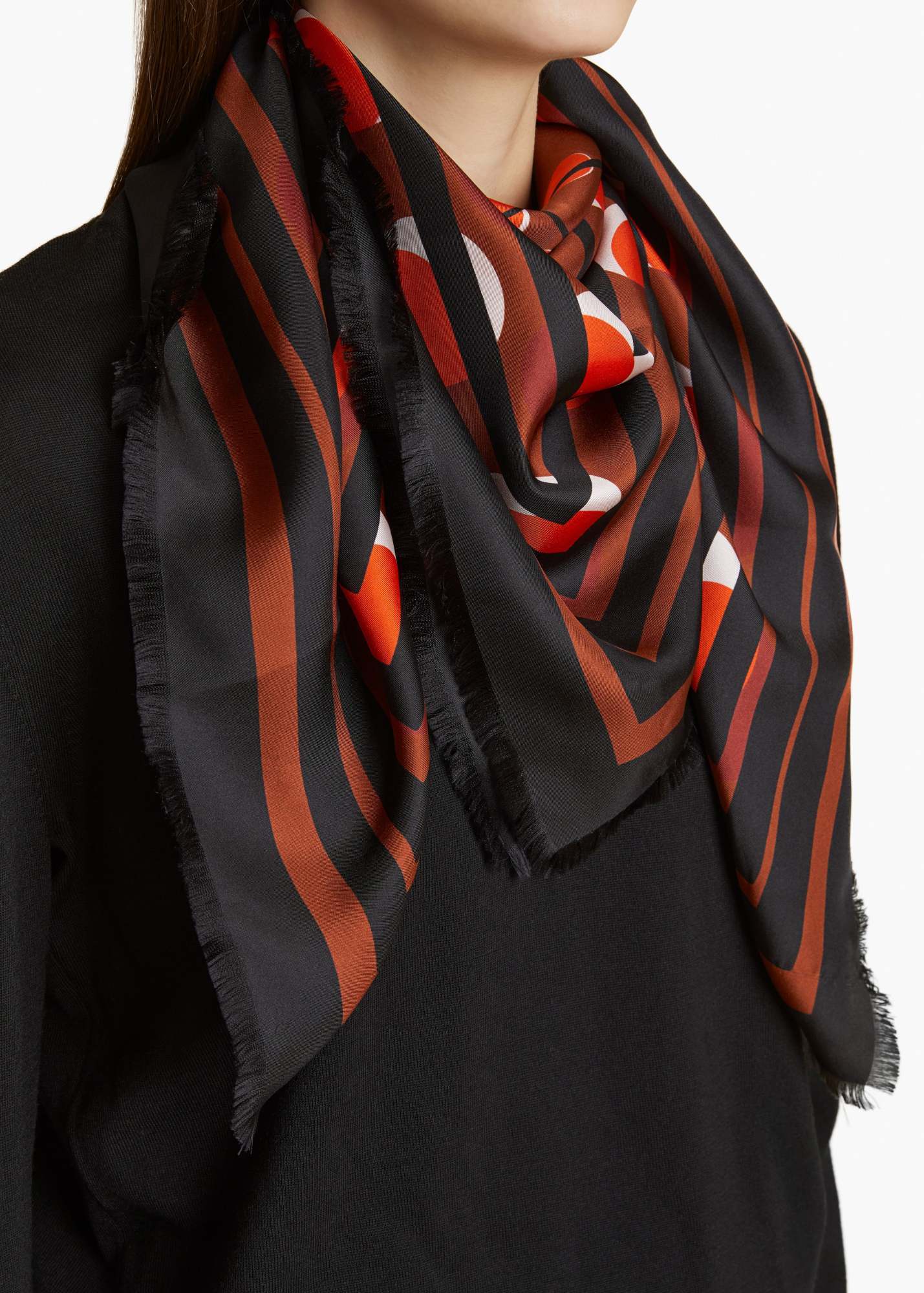 Khaite Plaid Dot Silk Scarf In Black