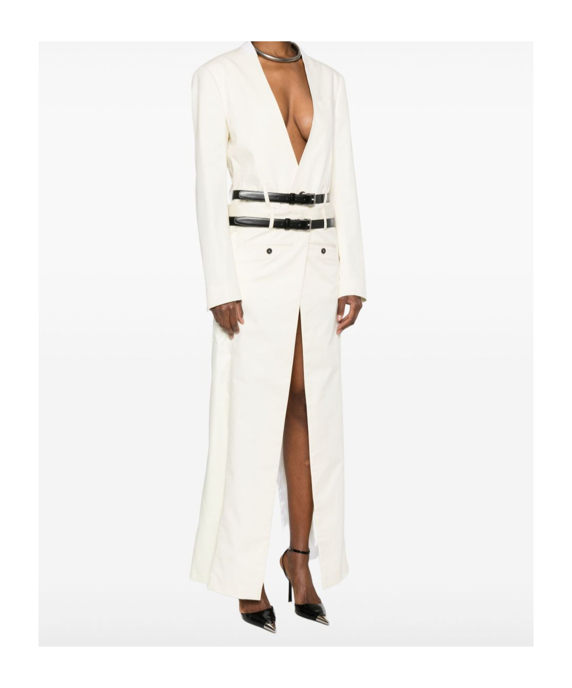 Dsquared2 Belted Double-breasted Coat In White