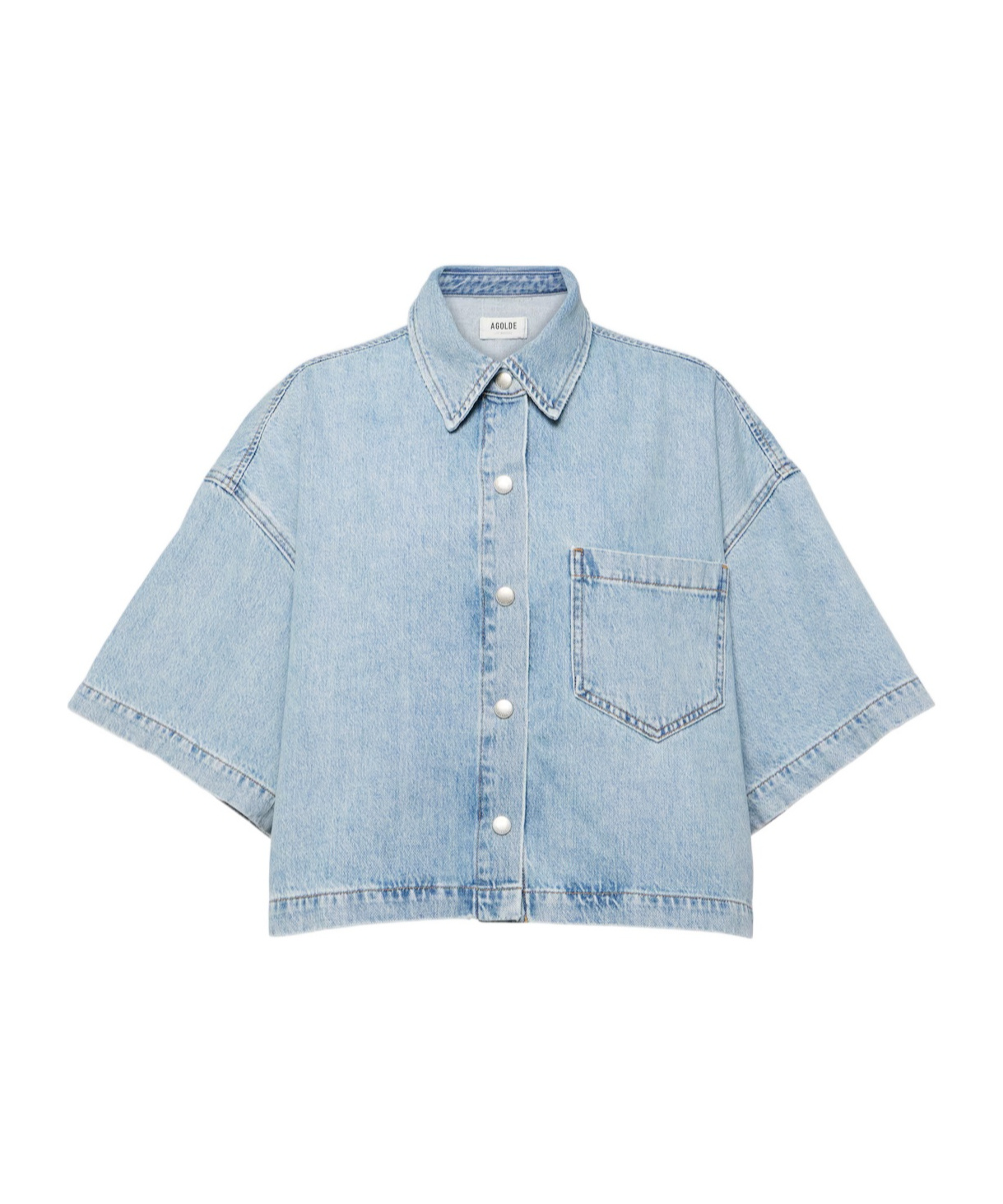 Agolde Snap Button Denim Shirt In Blue