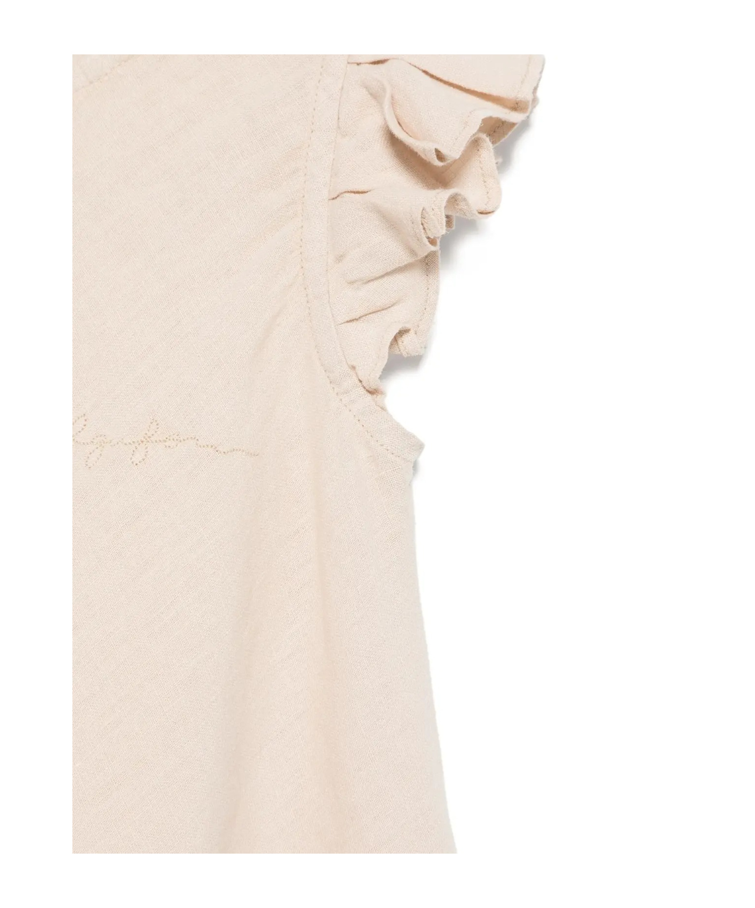 Il Gufo Linen Ruffled Dress In Neutral