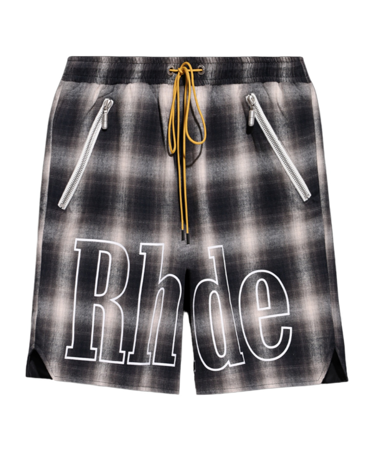 Shop Rhude Check-print Track Shorts In Black