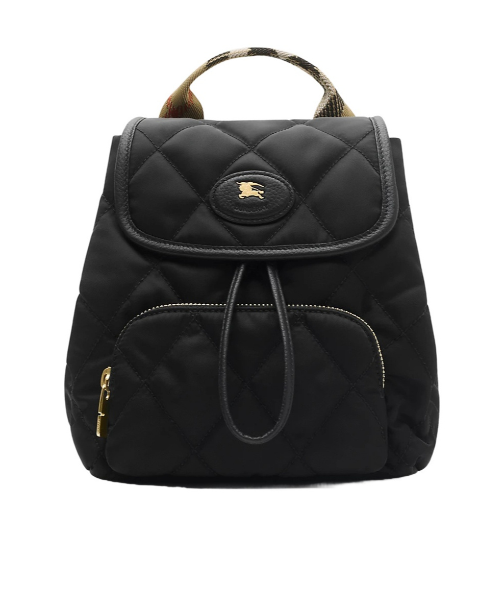 Burberry Mini Horseshoe Quilted Nylon Backpack Bags In Black