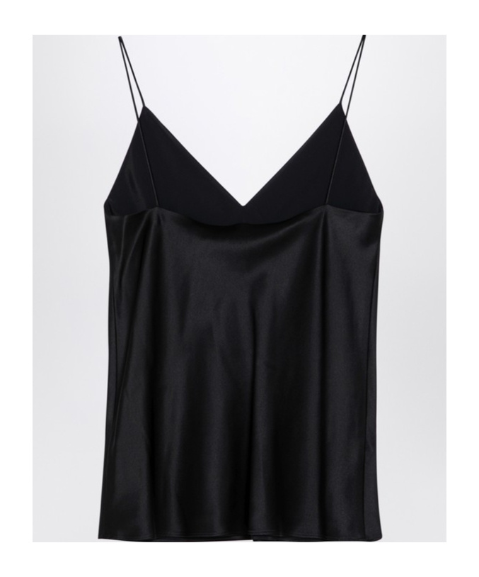 Max Mara Silk V-neck Sleeveless Top With Spaghetti Straps In Black