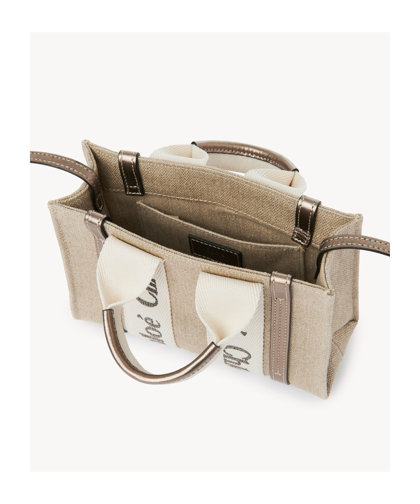 Shop Chloé Mini Woody Tote Bag In White