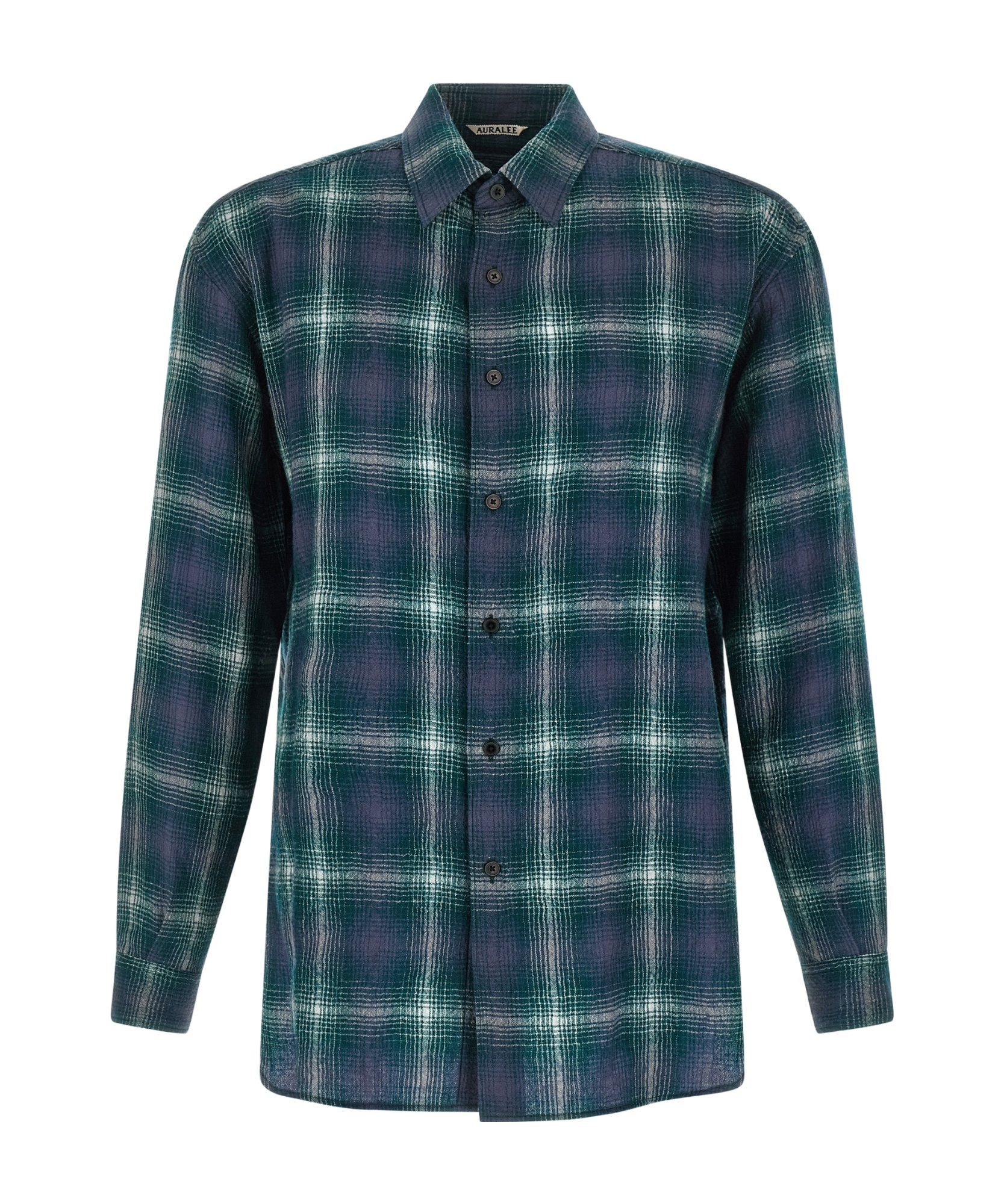 Auralee Lightweight Wool Plaid Long Sleeve Shirt In Multi