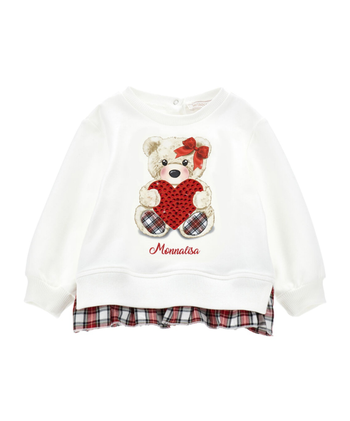 Monnalisa Teddy Bear-print Jersey Sweatshirt In White