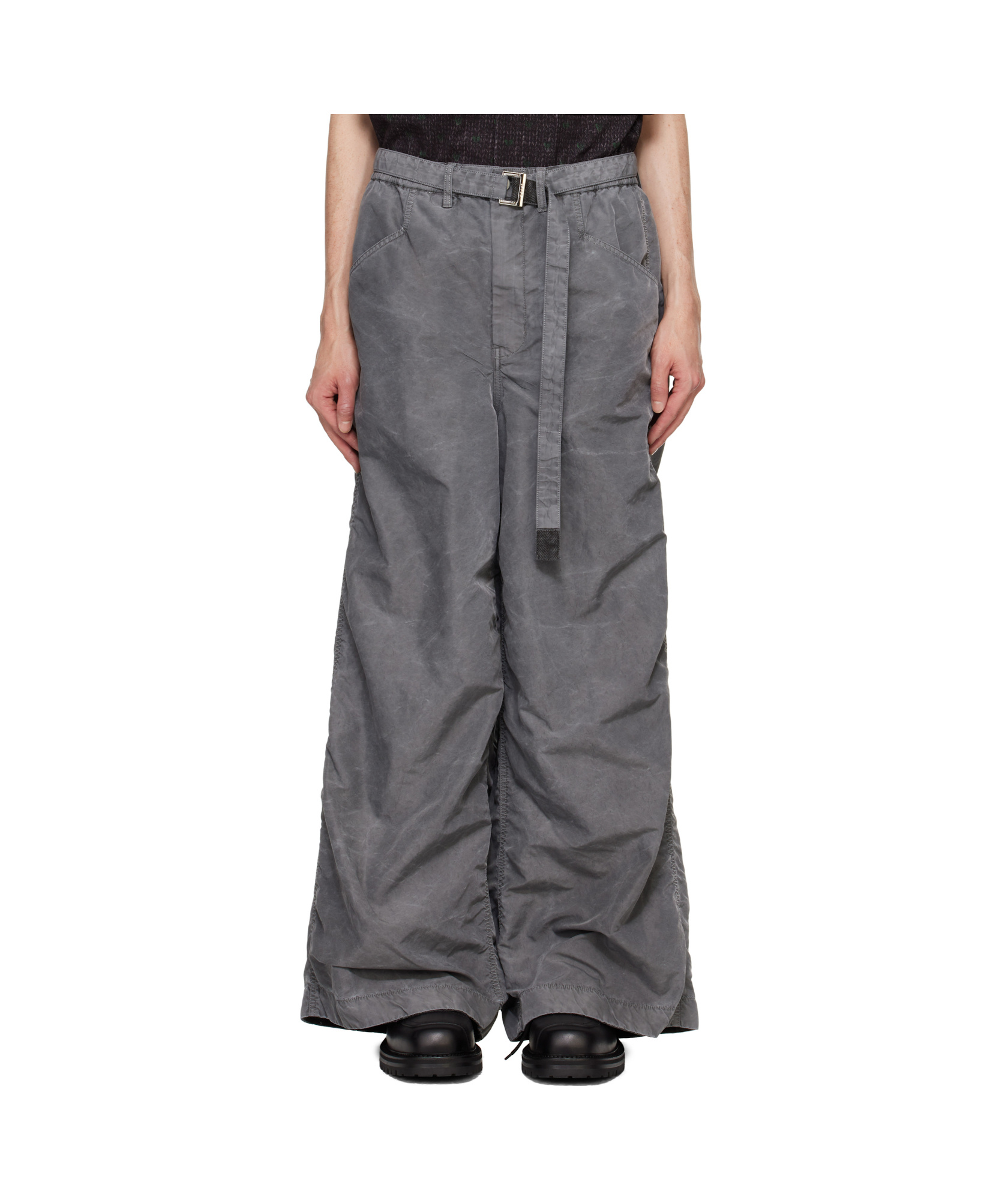 Sacai Belt-loop Casual Pants In Gray