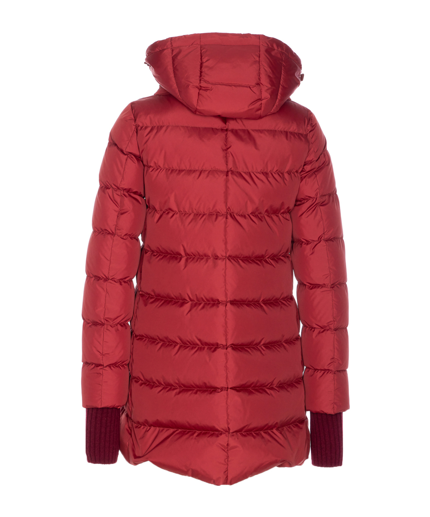 Herno Quilted Hooded Long Jacket In Red