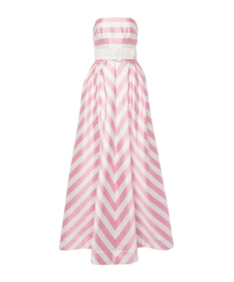 Rebecca Vallance Jocelyn Striped Satin Gown In Pink