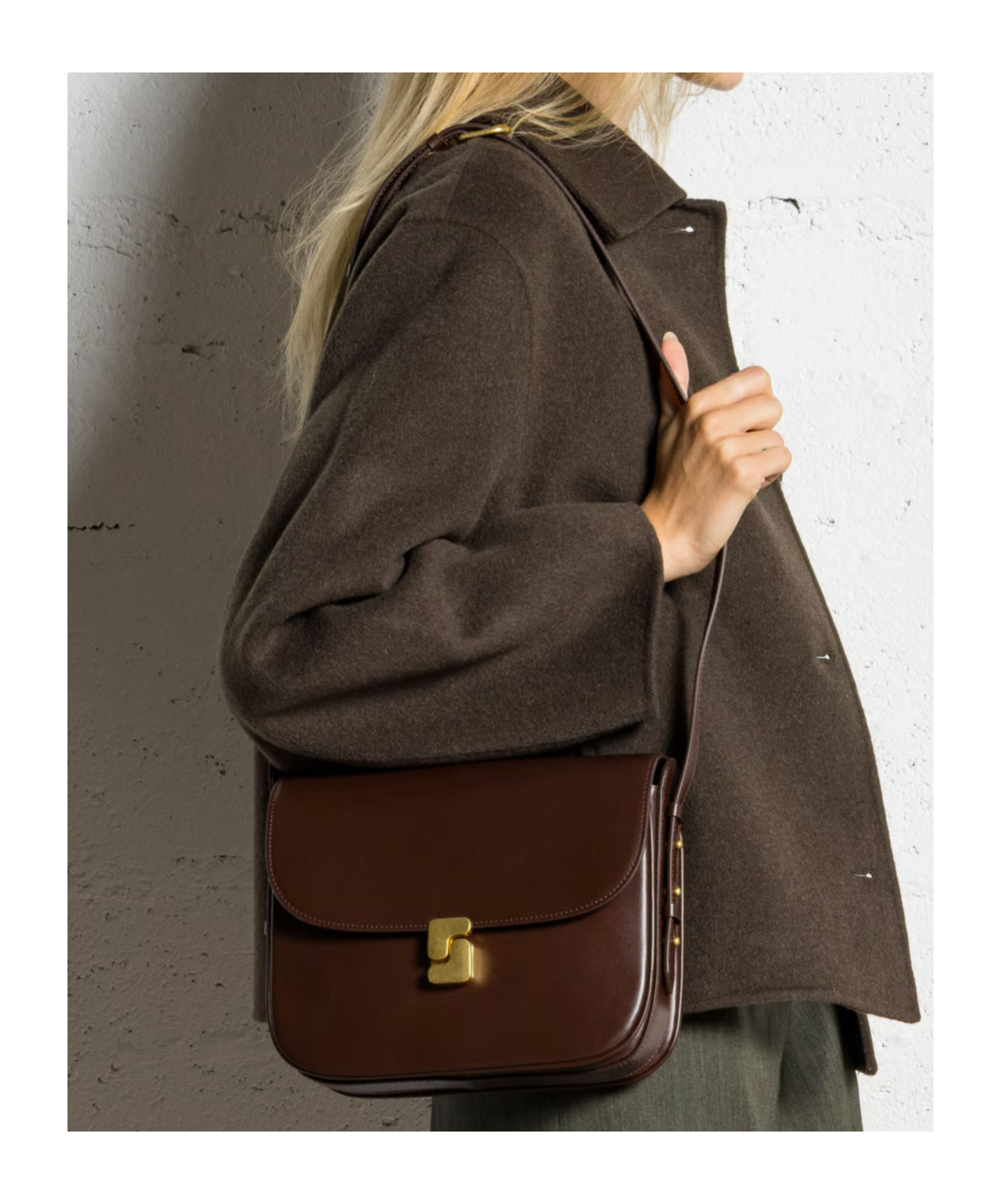Soeur Womens Marron Fonce Bell Very Mini Patent-leather Cross Body Bag In Brown