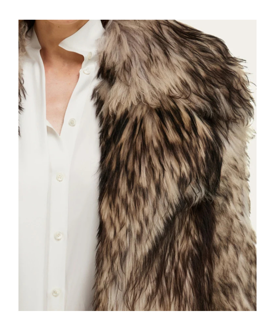 Ferragamo Leather And Shearling Coat In Brown