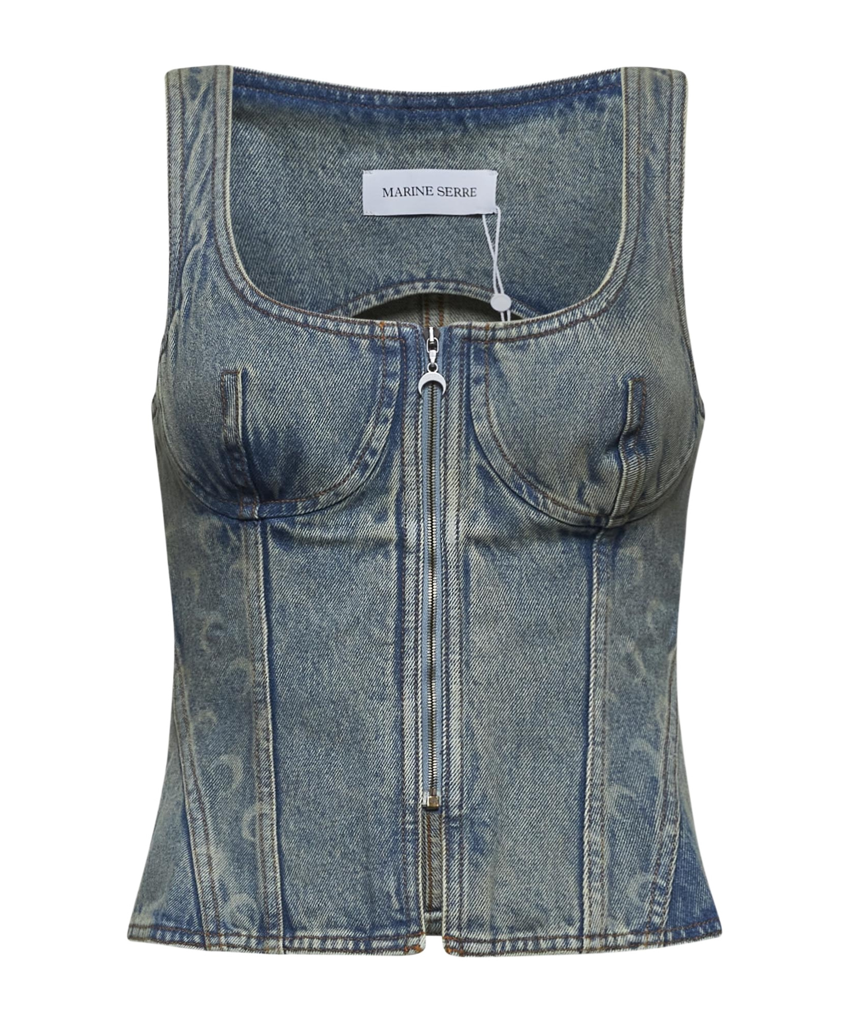 Marine Serre Zippered Vest In Gray