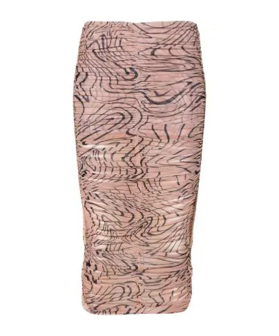 Mugler Tan Draped Midi Skirt In Nude