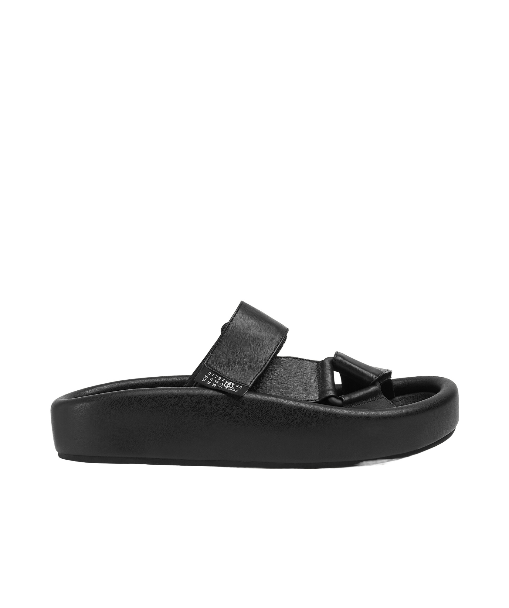 Shop Mm6 Maison Margiela Webbing Slip-on Platform Sandals In Black