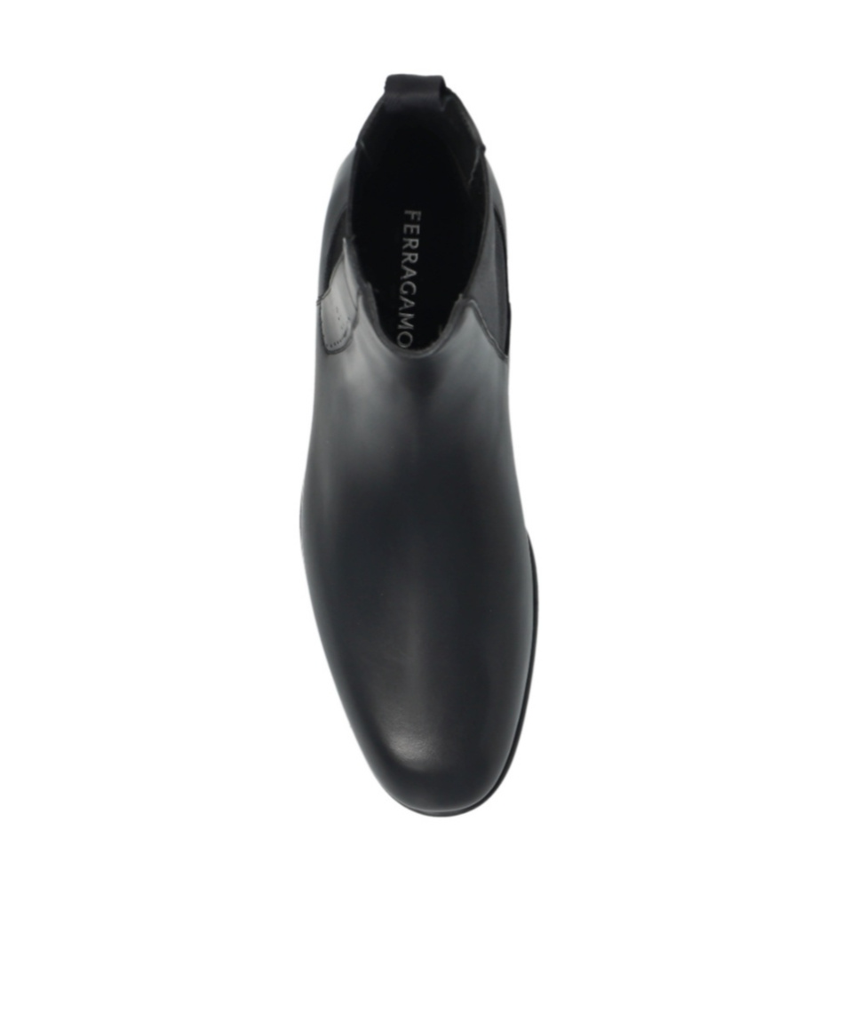 Ferragamo Pointed Toe Ankle Boots With Elastic Side Panels In Black