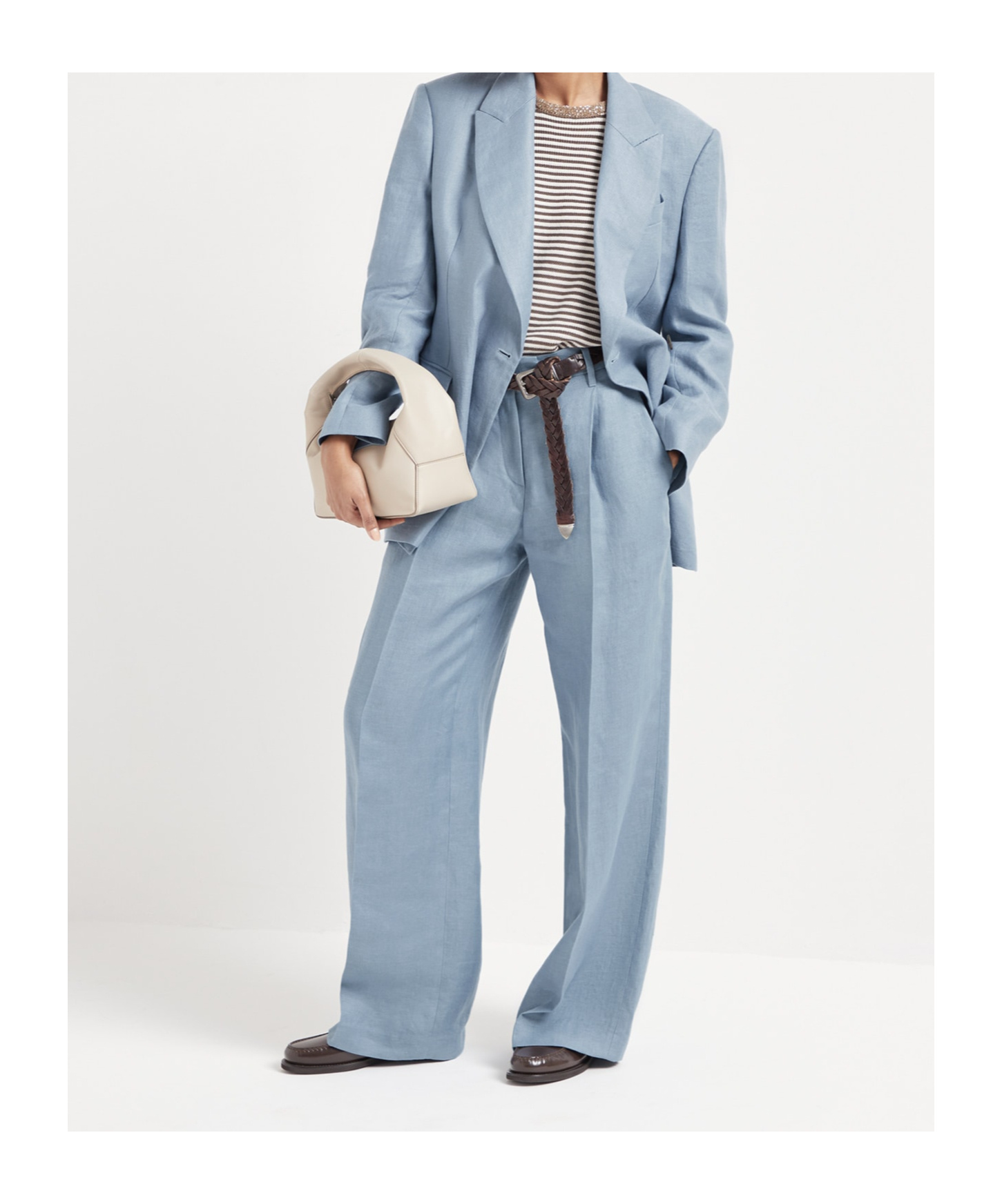 Brunello Cucinelli Hemp-linen Single-breasted Blazer In Avio Blue