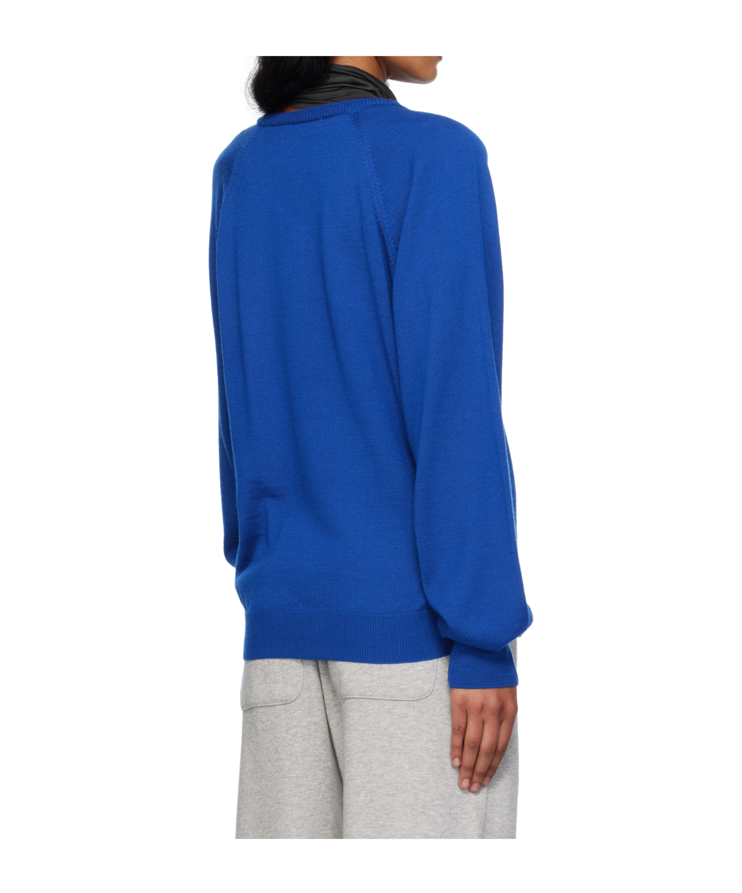 Open Yy Car Pattern Knitted Sweater In Blue