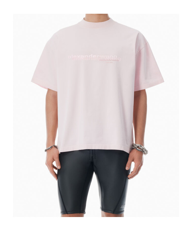 Alexander Wang Oversized Light Pink T-shirt With Front Logo In Pink