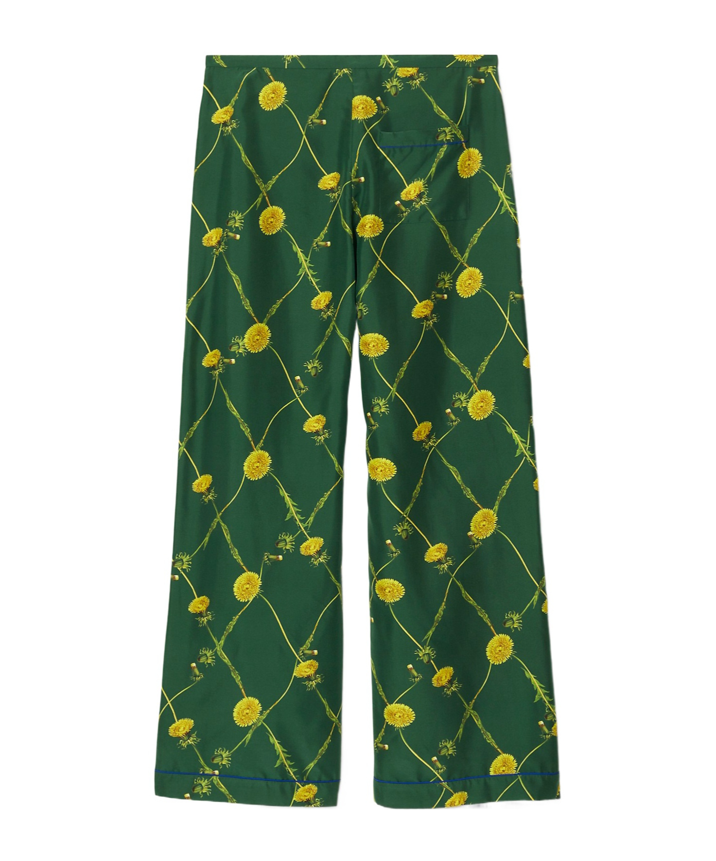 Burberry Dandelion Floral-print Flared Trousers In Green