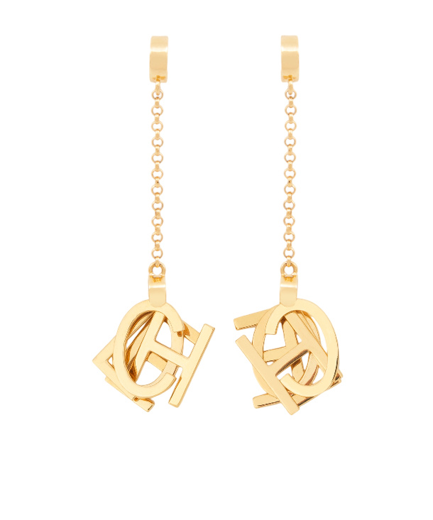 Chloé Chain And Charm Dangling Letters Earrings In Gold