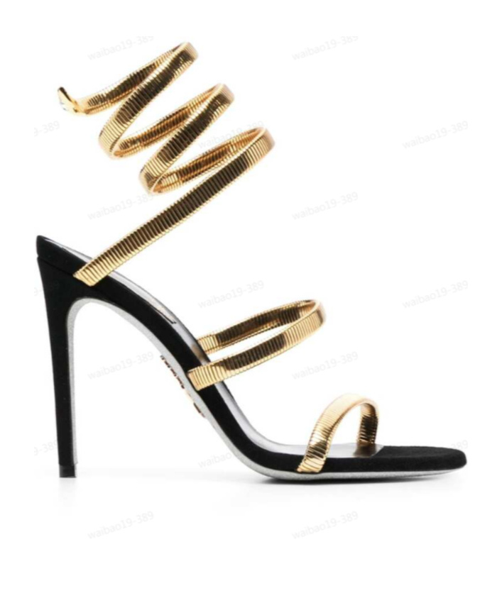 René Caovilla Round-headed High-heeled Sandals In Black