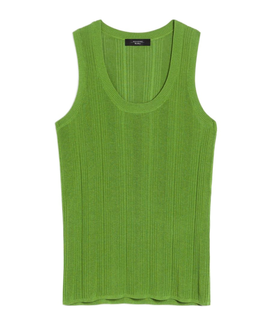 Shop Weekend Max Mara Viscose Yarn Top In Green