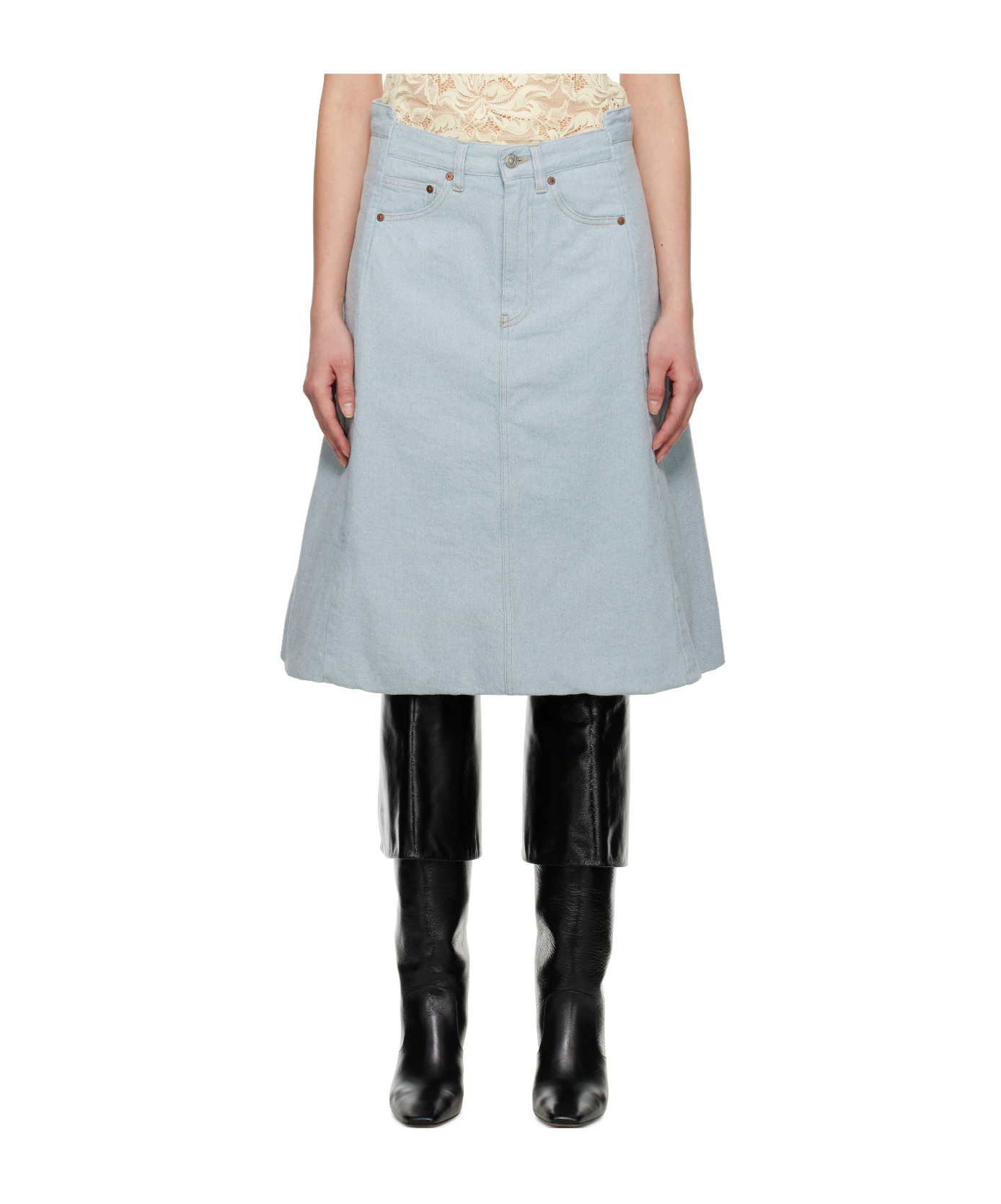 Shop Victoria Beckham Denim Midi Skirt