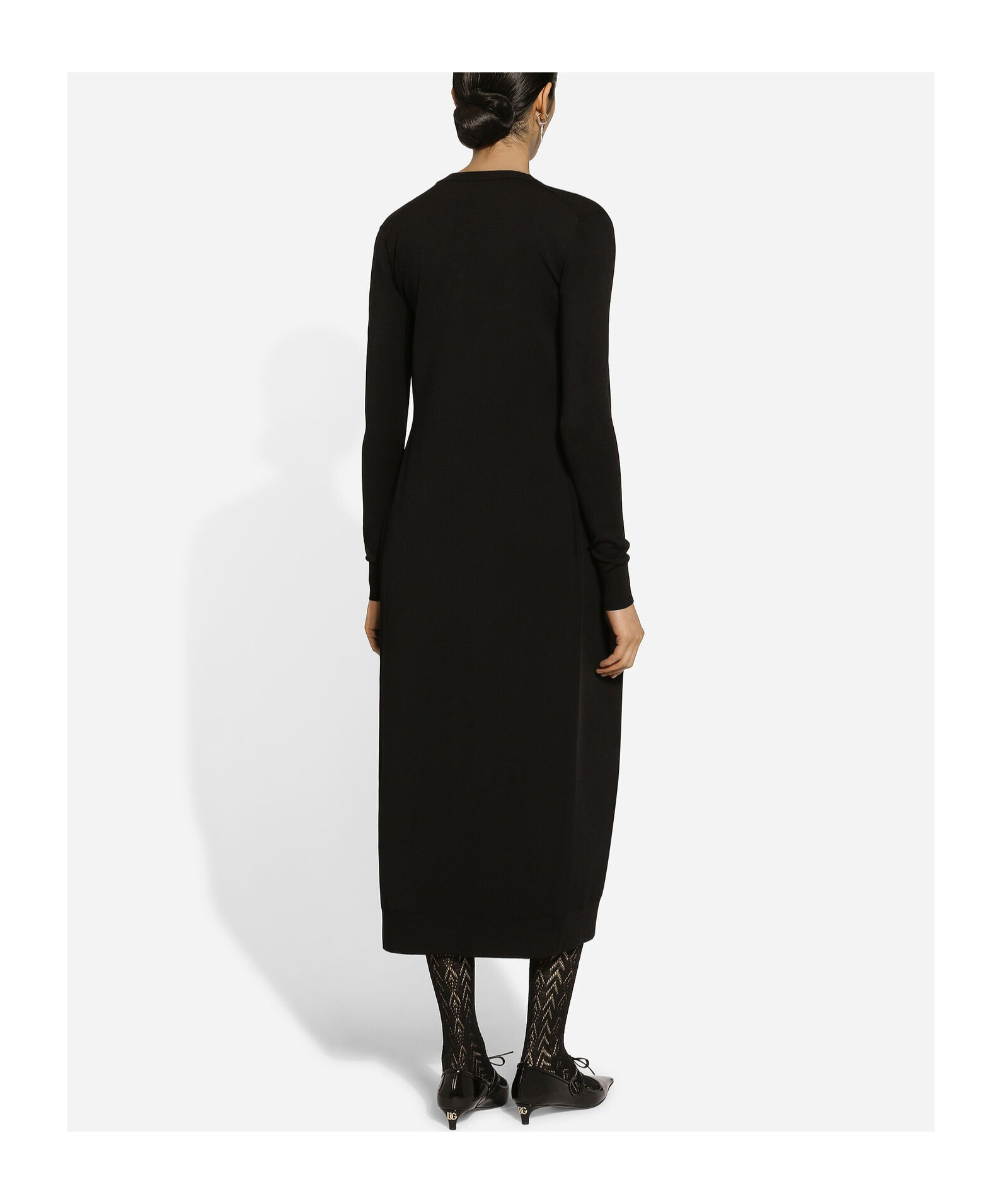 Dolce & Gabbana Long Stretch Viscose Knit Cardigan With Dg Logo In Black