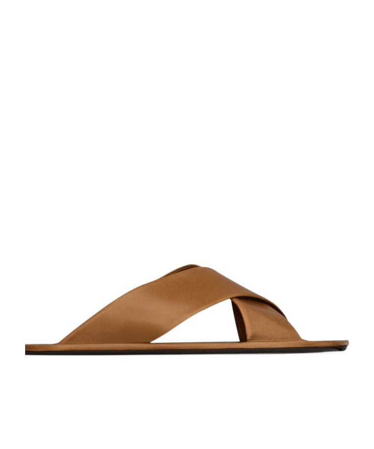 SAINT LAURENT CARLYLE SLIDES IN SMOOTH LEATHER