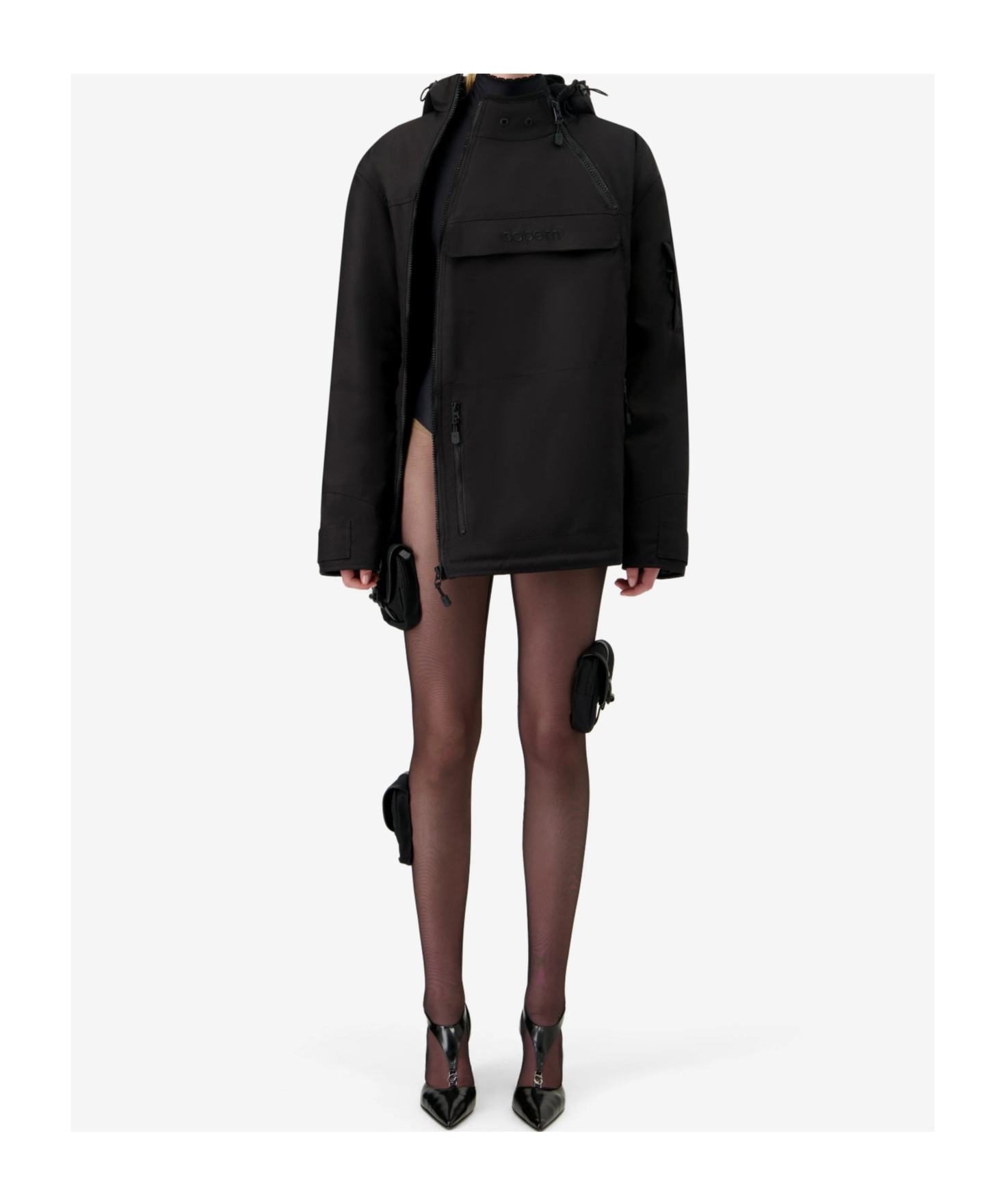 Coperni Asymmetric Parka In Black