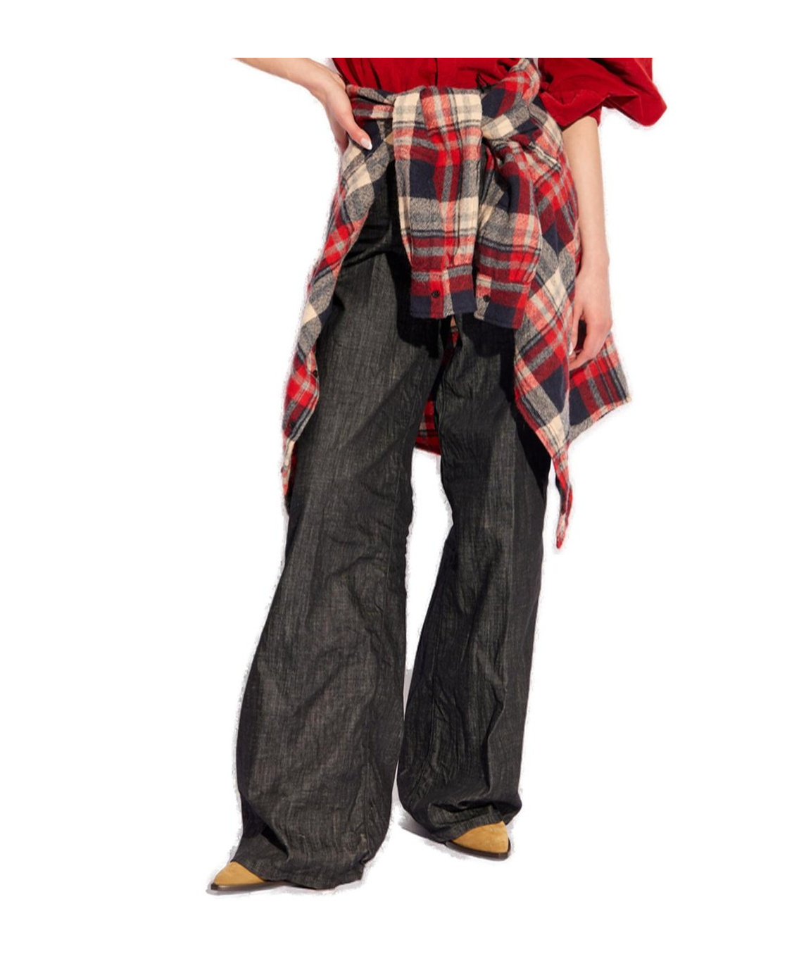 Dsquared2 Traveller Mid Rise Denim Wide Jeans In Black