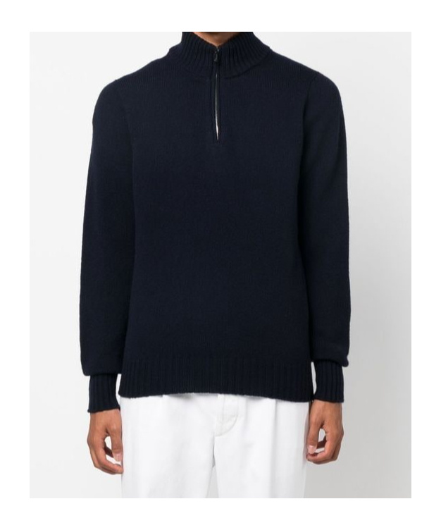 Drumohr Zip-front Knitted Jumper In Black
