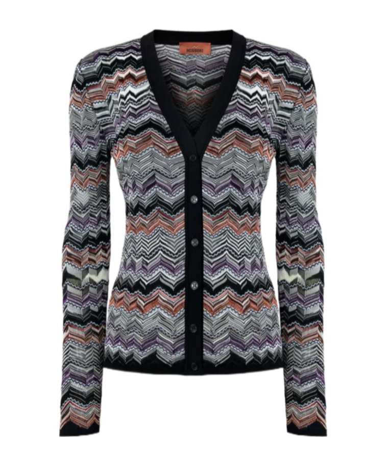 Missoni Chevron-knit Cardigan In Black