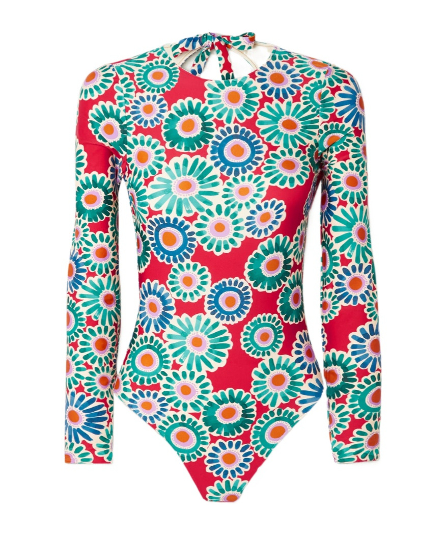 La Doublej Open-back Floral-print Stretch-jersey Bodysuit In Multi