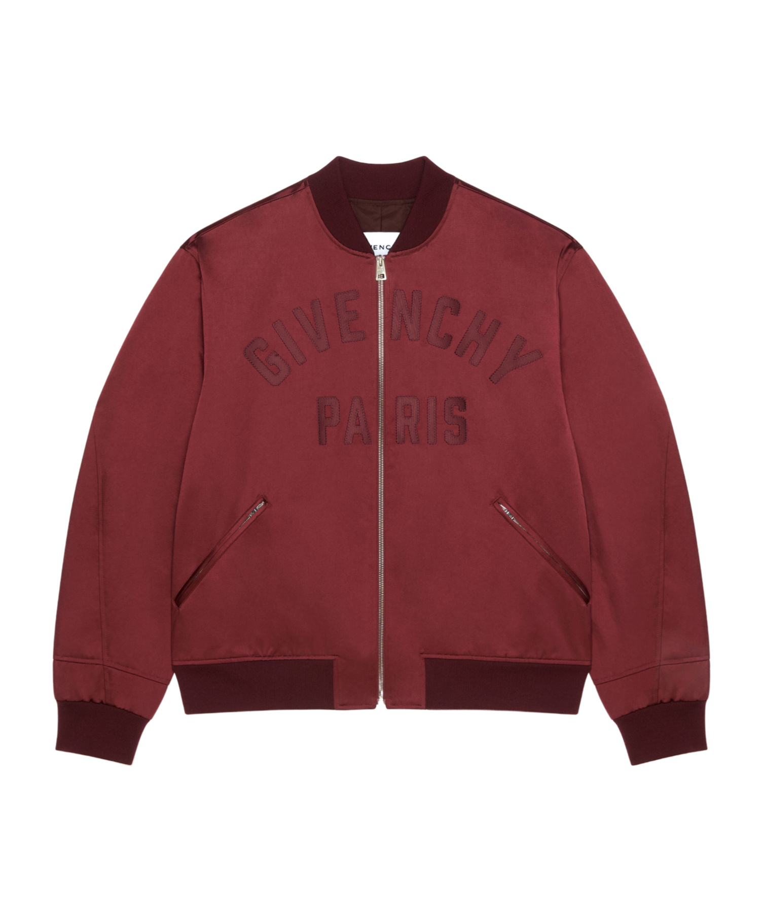 Givenchy Paris Zipped Blouson In Satin In Burgundy