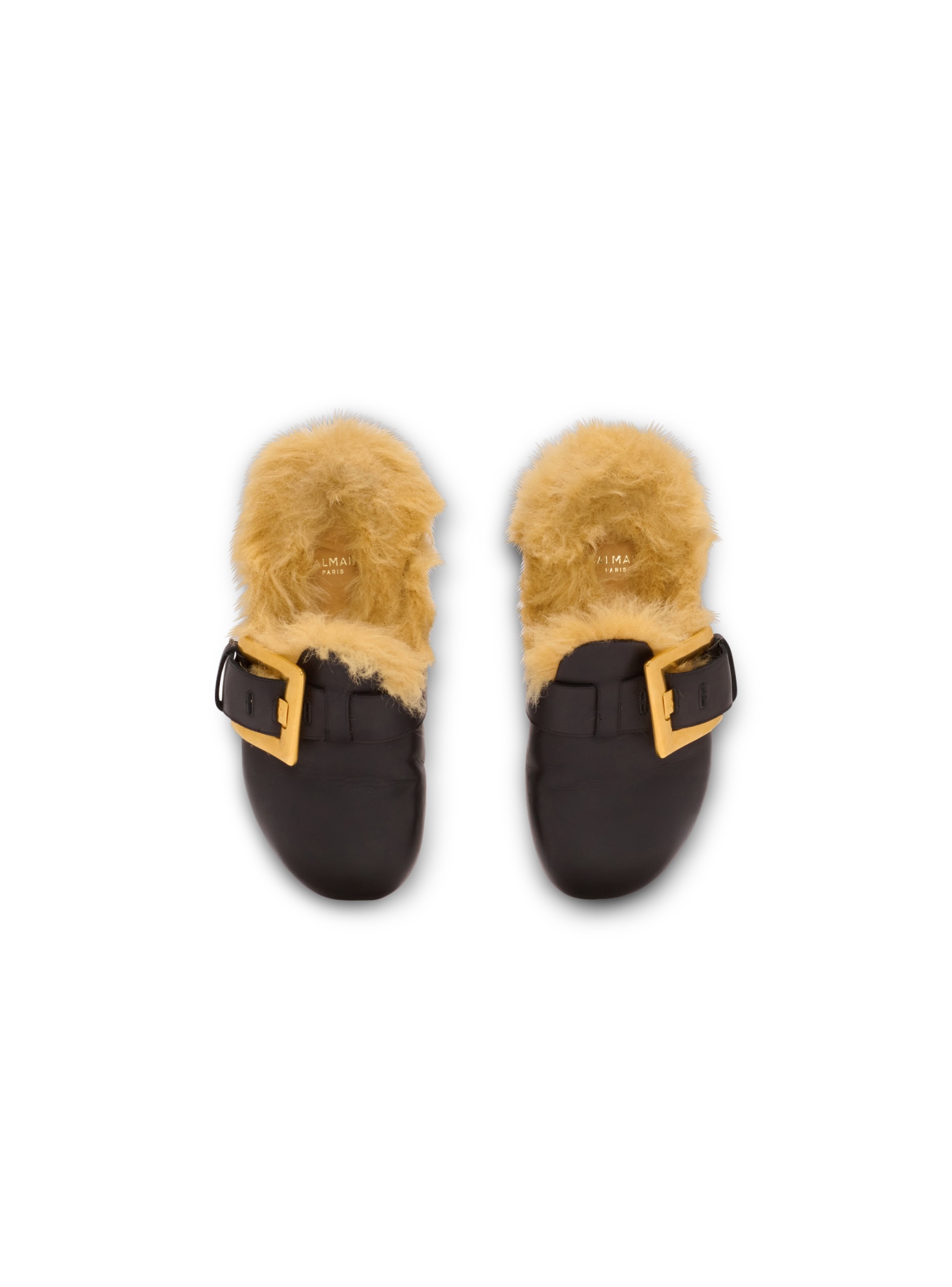 Balmain Anthem Leather And Faux Fur Clogs In Black