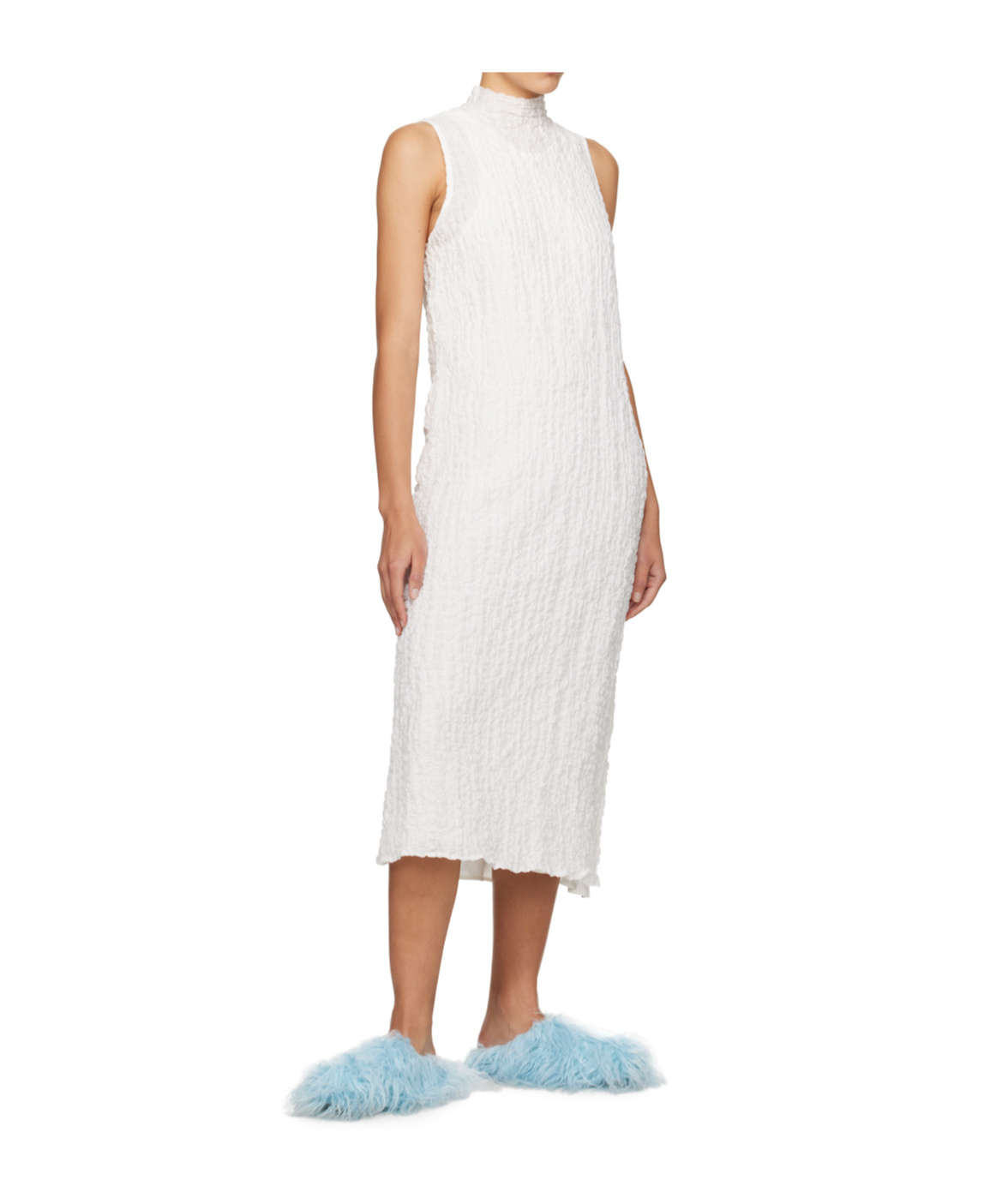 Song For The Mute White High Neck Midi Dress In White