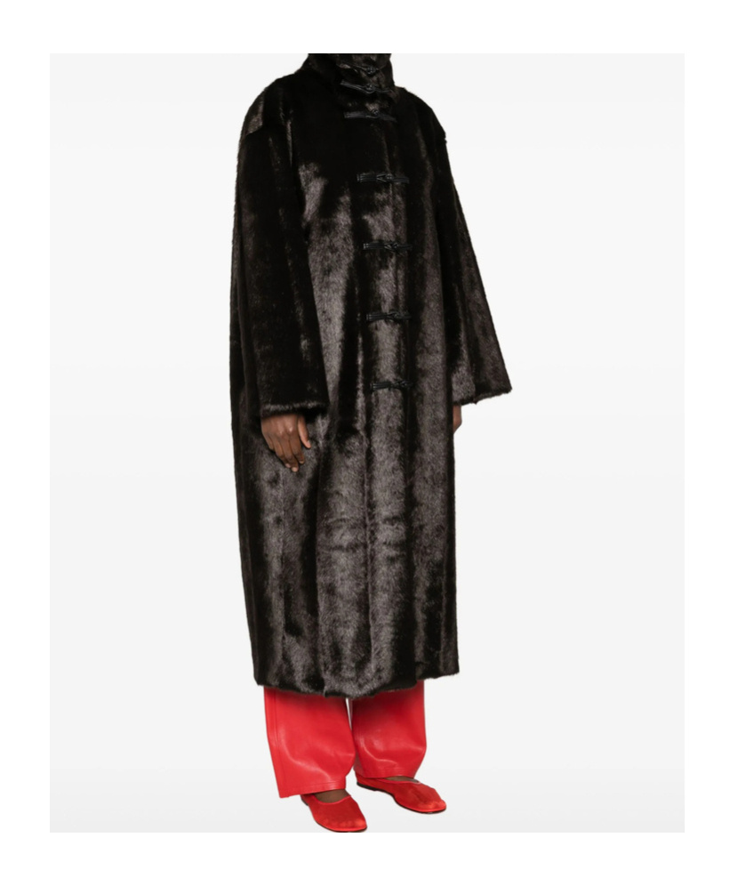 Rohe Faux-fur Buttoned Coat In Black