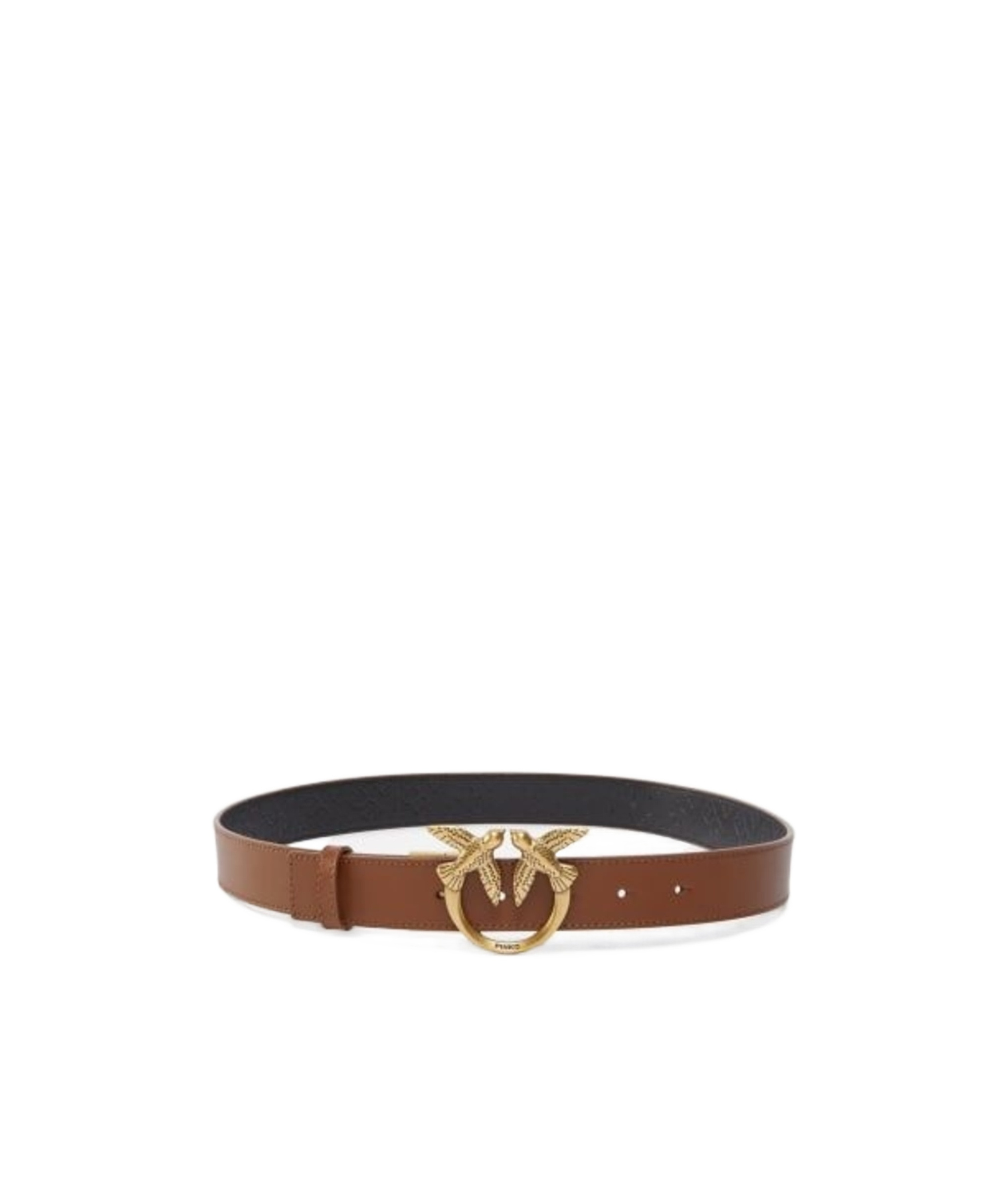 Shop Pinko Double-face Love Birds Buckle Belt In Brown