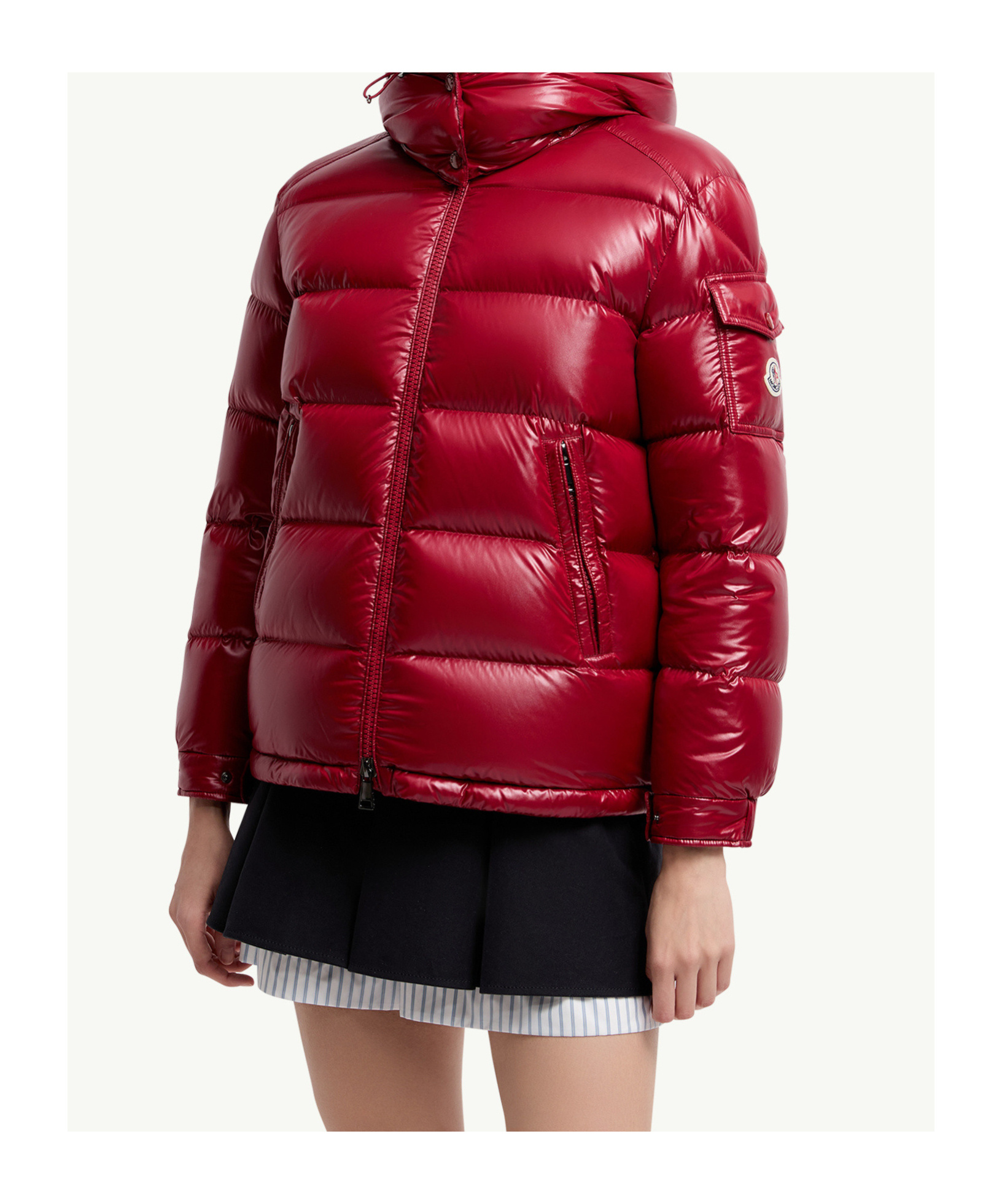 Moncler Long Sleeve Down Jacket In Red