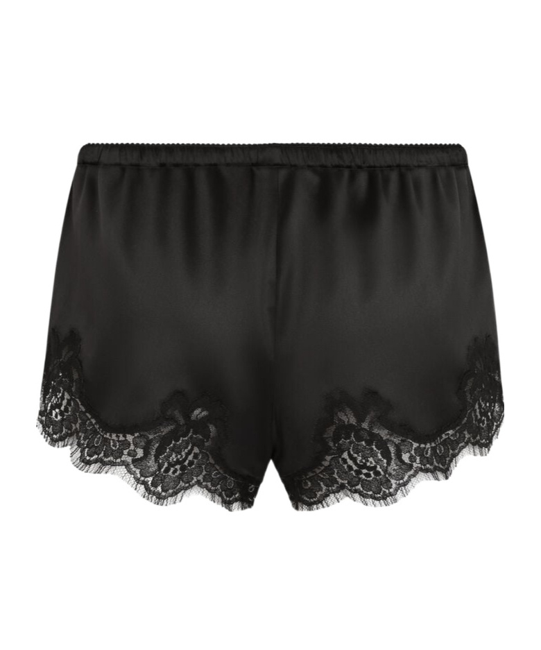Dolce & Gabbana Lace-detailing Satin-finish Briefs In Black