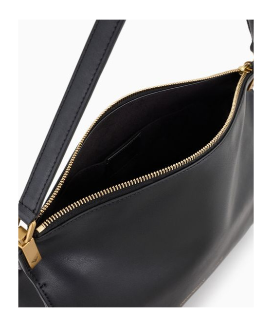 Emporio Armani Leather Shoulder Bag In Black