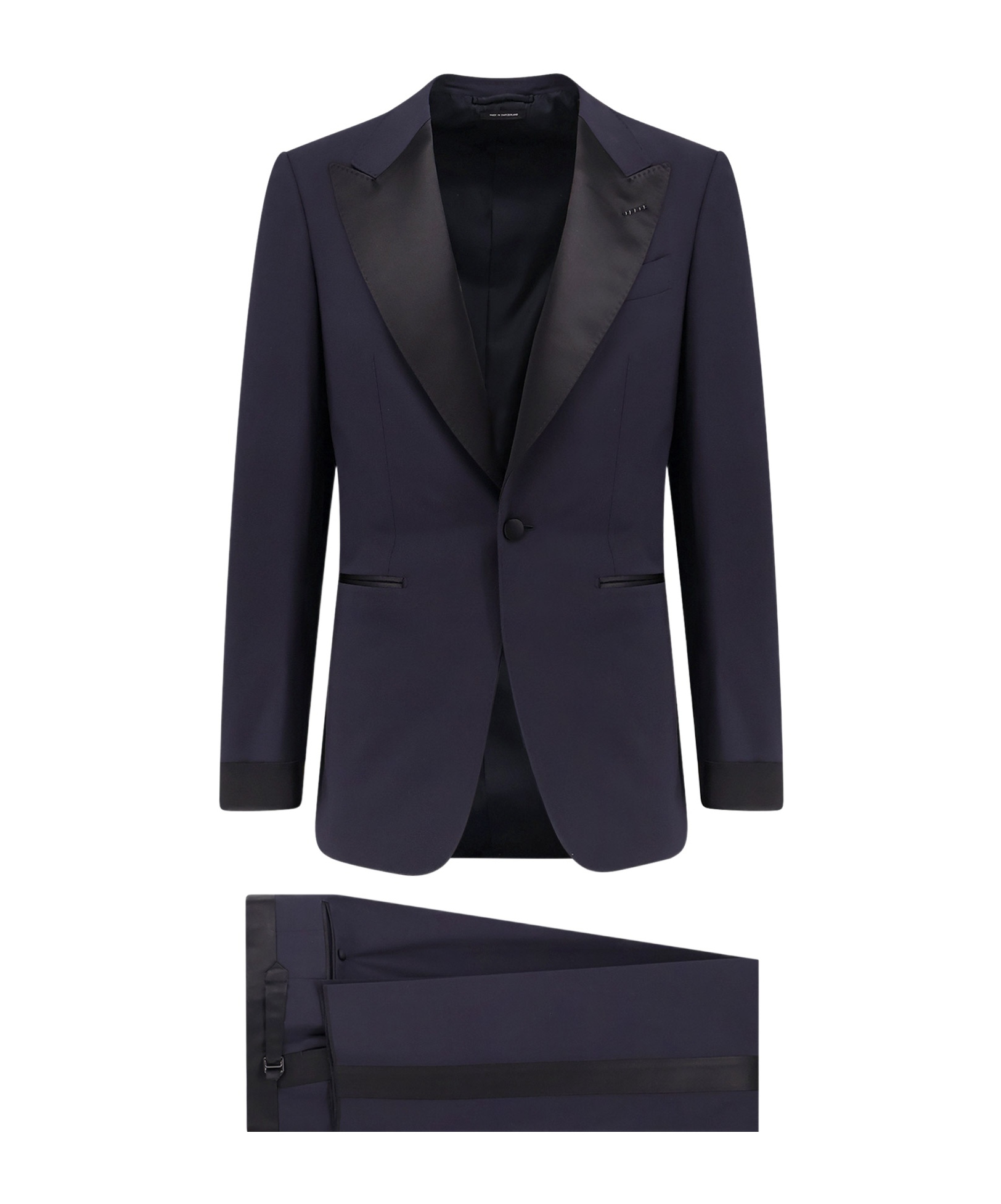 Tom Ford Wool Tuxedo With Contrasting Profiles In Black