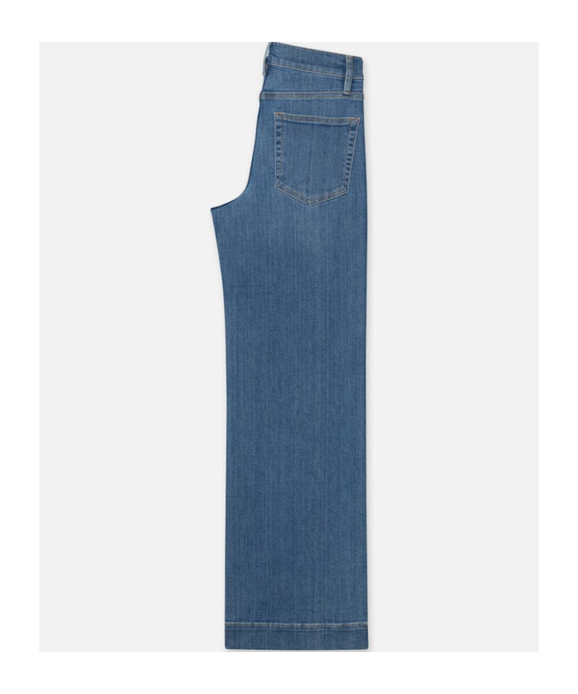 Frame Triple Binding Wide Leg Jeans In Blue