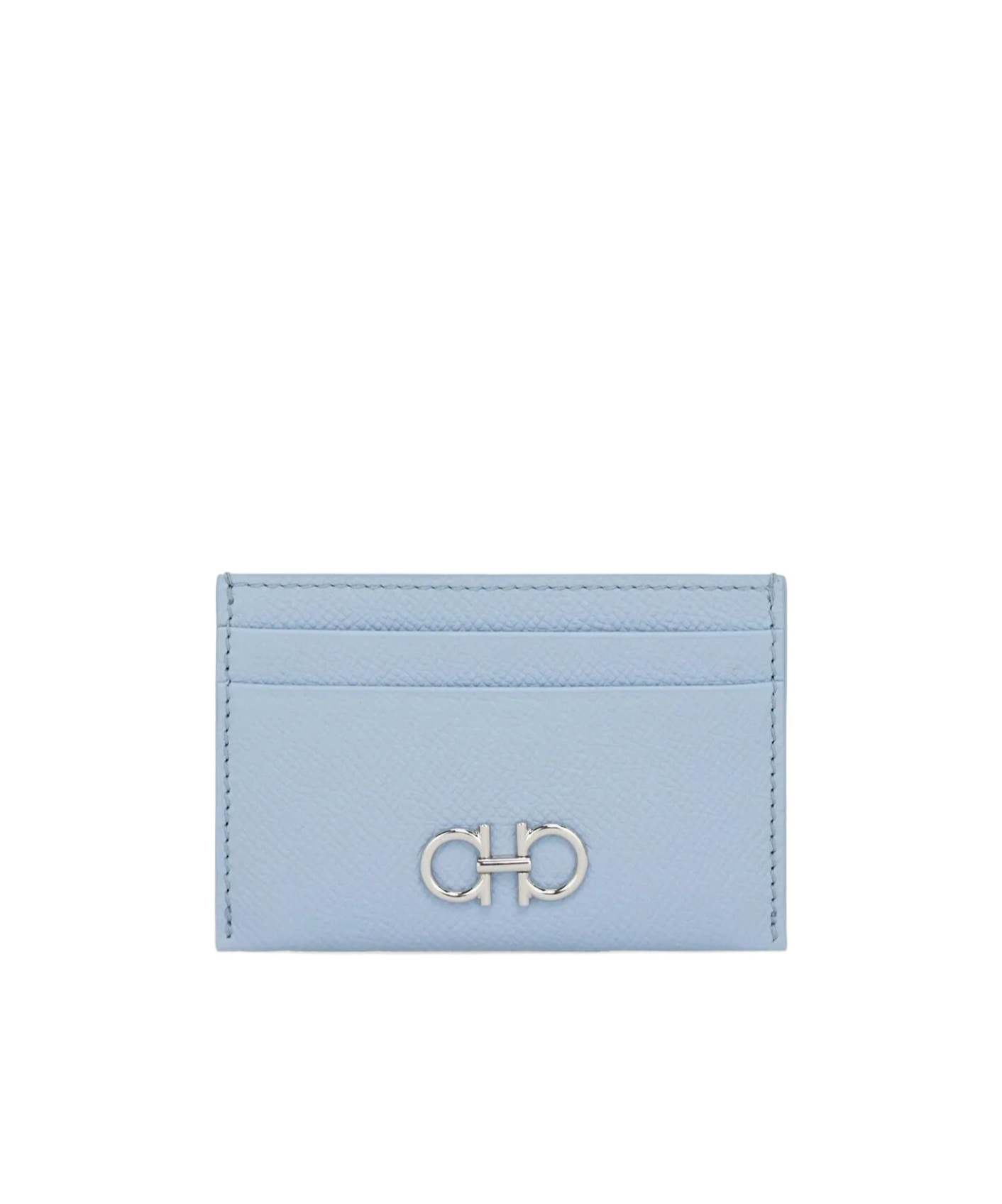 Ferragamo Gancini Leather Card Holder In Blue