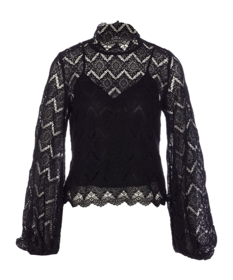Shop Twinset Lace Blouse In Black